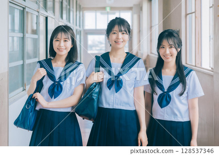 Three high school girls Three high school girls 128537346