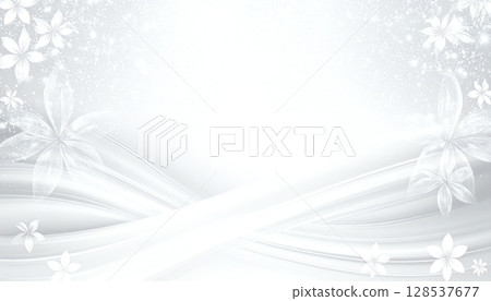 Flowers and wavy lines on white background 128537677