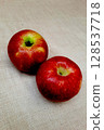 Two Red Apples on Gray Mat 128537718