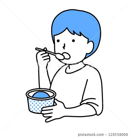 Illustration of a kid eating ice cream Illustration of a kid eating ice cream 128538008