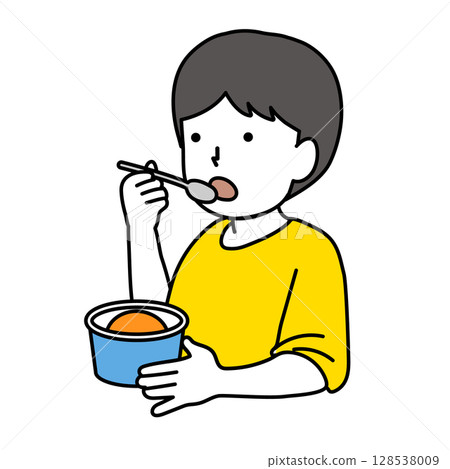 小孩吃冰淇淋的插圖 128538009