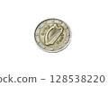 Obverse of an old Irish 2 euro coin. Isolated. 128538220