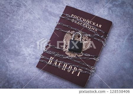 Ban for Russian citizens. Passport blocked. Closed borders. Ban for Russian citizens. Passport blocked. Closed borders. 128538406