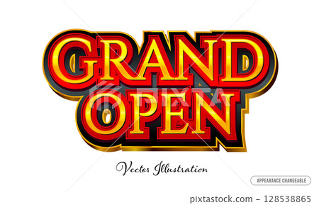Grand opening title text Appearance changeable Logo Vector illustration Grand opening title text Appearance changeable Logo Vector illustration 128538865