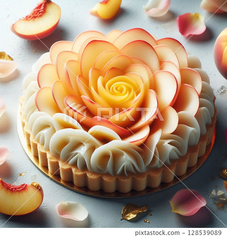 散發著甜美柔和桃子香氣的塔 128539089