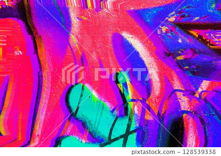 Vibrant Abstract Graffiti Style with Neon Colors for 90s Acid Aesthetic Vibrant Abstract Graffiti Style with Neon Colors for 90s Acid Aesthetic 128539338