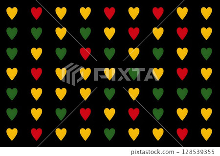 Abstract geometric background in Pan-African colors, June 19th juneteenth day, kwanzaa. Red, black, yellow and green colors. Africa Day. 128539355