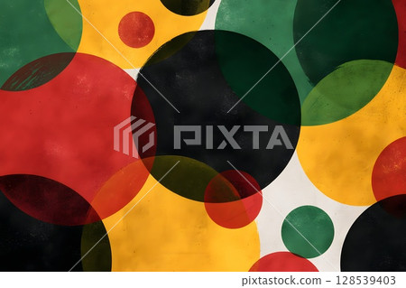 Abstract geometric background in Pan-African colors, June 19th juneteenth day, kwanzaa. Red, black, yellow and green colors. Africa Day. 128539403