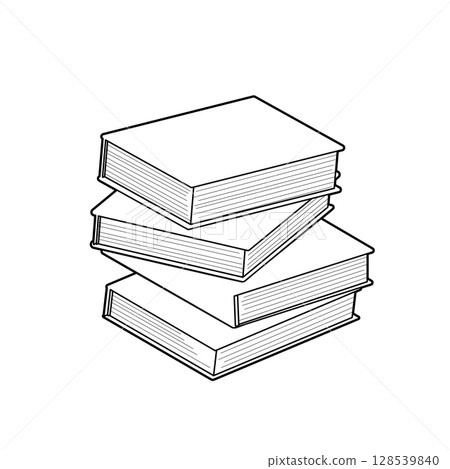 一堆書的線條畫插圖 128539840