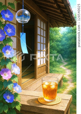 Veranda with morning glories Veranda with morning glories 128540025
