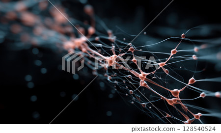 Abstract 3d sphere with interconnected lines and nodes, symbolizing a big data futuristic digital network .Digital Artificial Intelligence background with particles. 3D wireframe geometric sphere 128540524