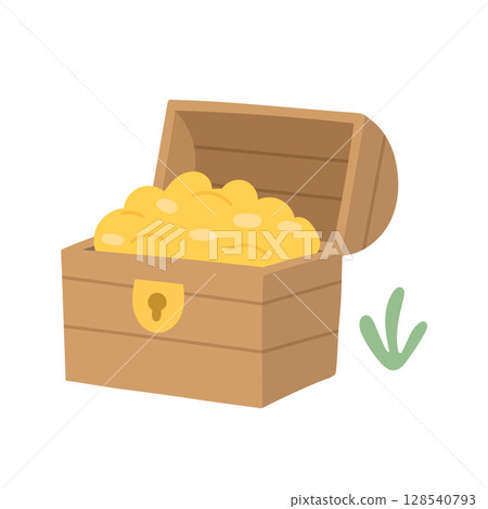 Cartoon treasure chest filled with glowing gold coins, perfect for pirate themes, adventure stories, and hidden fortune illustrations Cartoon treasure chest filled with glowing gold coins, perfect for pirate themes, adventure stories, and hidden fortune illustrations 128540793