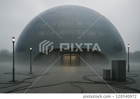 籠罩在薄霧中的球形天文館外觀奇特 籠罩在薄霧中的球形天文館外觀奇特 128540972