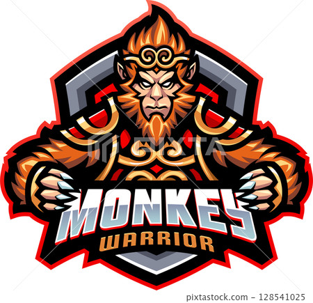Monkey warrior mascot Monkey warrior mascot 128541025