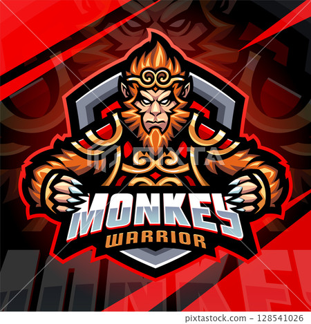 Monkey warrior esport mascot logo design 128541026