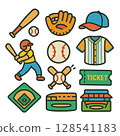 Baseball illustration set 128541183
