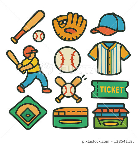 Baseball illustration set 128541183