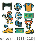 Volleyball illustration set 128541184