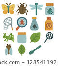 Insect collecting illustration set 128541192