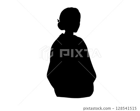 身穿日本服裝的女性的剪影插圖 128541515