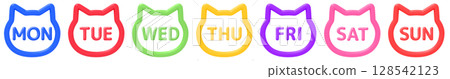 Colorful cat icon set for each day of the week (in English) Colorful cat icon set for each day of the week (in English) 128542123