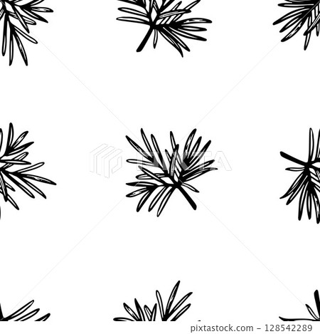 Pine branches vector seamless pattern 128542289