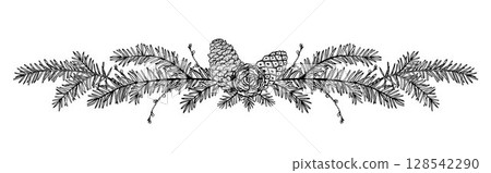 Pine forest bouquet composition vector 128542290