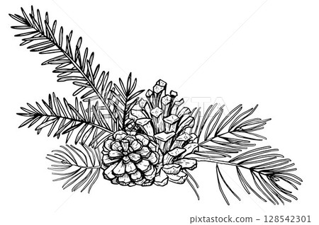 Pine forest bouquet composition vector 128542301