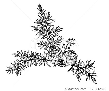 Pine forest bouquet composition vector 128542302