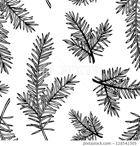 Pine branches vector seamless pattern 128542305