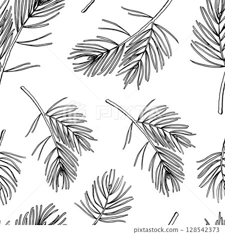 Pine branches vector seamless pattern Pine branches vector seamless pattern 128542373