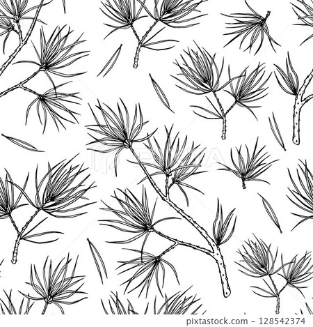 Pine branches vector seamless pattern 128542374