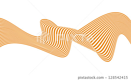 Bold, curved lines in orange and white abstract pattern. Vector illustration 128542415