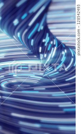 Abstract swirling tunnel of vibrant blue and white lights, illustrating motion and dynamic energy flow Abstract swirling tunnel of vibrant blue and white lights, illustrating motion and dynamic energy flow 128542493