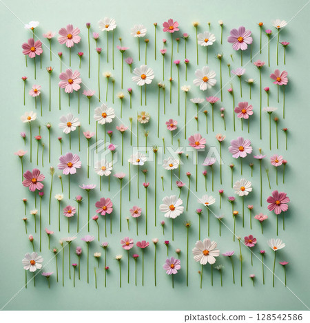 Mint green cosmos flowers 128542586