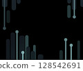 A digital abstract composition show vertical lines and circle in shade of blue and green against a black background, creating a modern and vibrant atmosphere. 128542691