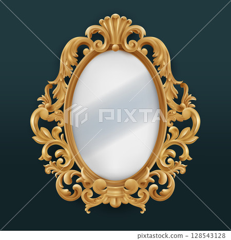 Realistic Golden Baroque Mirror Illustration 128543128