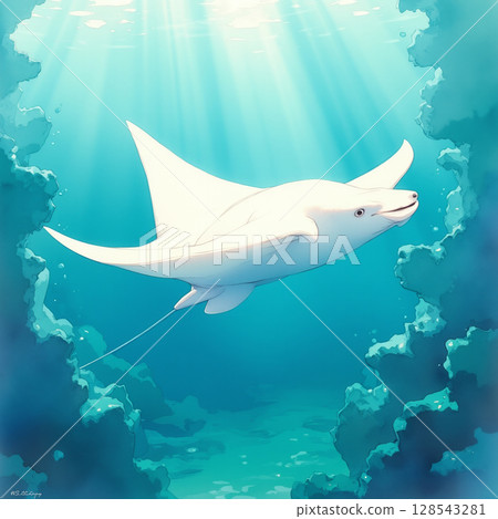 藍色海洋中的優雅生物 藍色海洋中的優雅生物 128543281