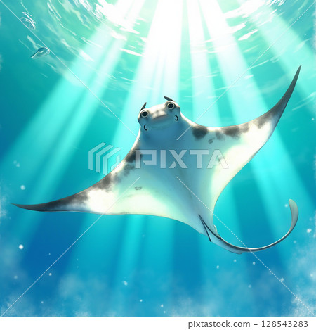 The tranquility of swimming in the ocean 128543283