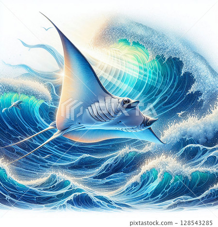 波濤上搖曳的曼妙身影 128543285