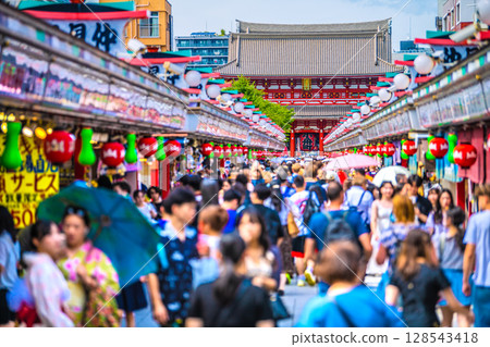 日本東京城市景觀入境旅遊持續進行...就像一個外國...淺草寺擠滿了外國遊客=7月17日 日本東京城市景觀入境旅遊持續進行...就像一個外國...淺草寺擠滿了外國遊客=7月17日 128543418