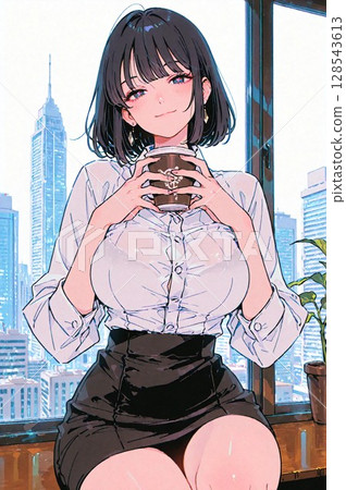 喝杯咖啡放鬆一下 128543613