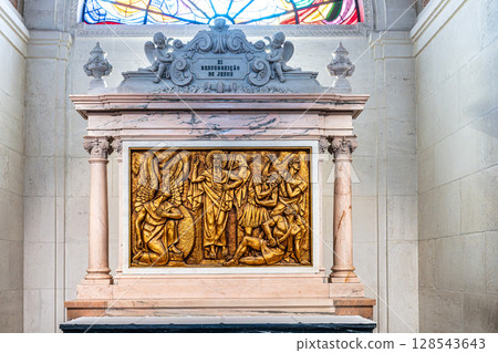 Fatima, Portugal - Mar 10, 2025: Interior of Sanctuary of Fatima, Portugal. Basilica of Our Lady of the Rosary 128543643