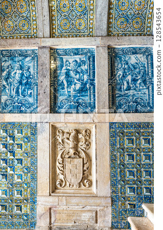 Tomar, Portugal - Mar 12, 2025: Ornate interior of the Convent of Christ in the Castle of Tomar in Portugal 128543654