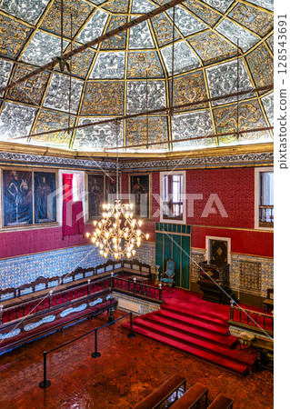 Coimbra , Portugal - Mar 14, 2025: Great hall of Acts, Sala grande dos actos in the University of Coimbra, Portugal 128543691
