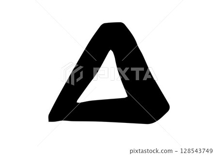 Black stain of paint brush. Triangle frame Black stain of paint brush. Triangle frame 128543749