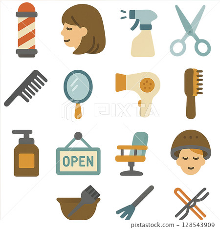 Beauty salon illustration set 128543909