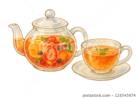 [下午茶時間]水果茶插圖/類型2 128543974