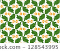 A vibrant pattern of stylized flowers and leaves 128543995