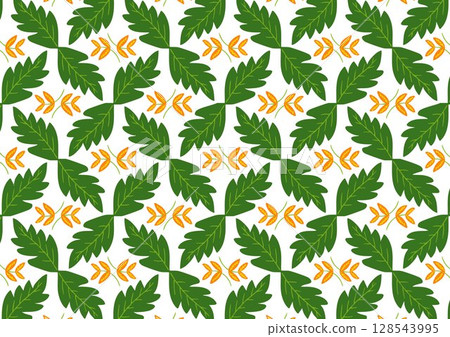 A vibrant pattern of stylized flowers and leaves 128543995